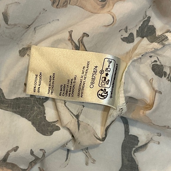ANTHROPOLOGIE MAEVE womens LEANDRA SHIRRED YOKE DOG PRINT BLOUSE MEDIUM COTTON. - Picture 11 of 11